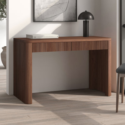Palmera 47.5" Wide Rectangular Fluted Desk in Satin Walnut