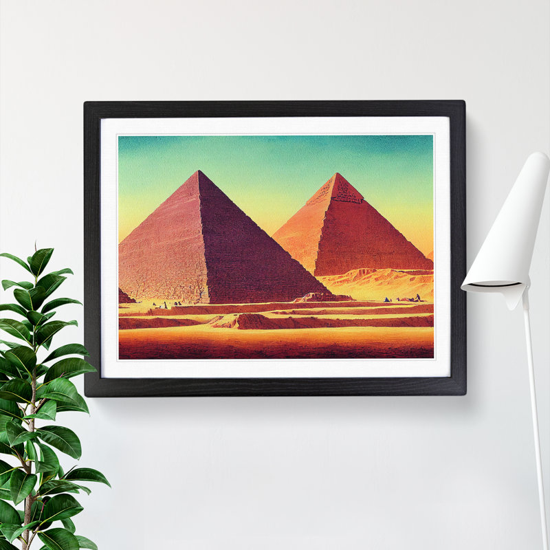 XH1022-7247X Pyramids In The Desert - Single Picture Frame Print, 46cm H x 64cm W, Black