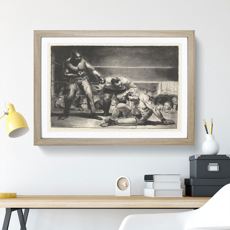 The White Hope by George Bellows - Picture Frame Drawing, 27cm H x 36cm W x 2cm D, Oak