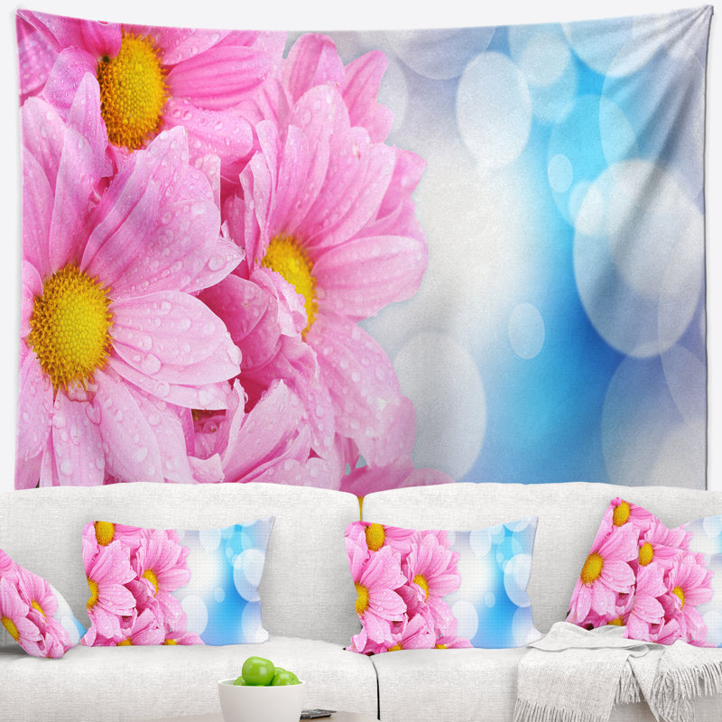 Magnifique tapisserie florale bouquet de fleurs roses, H 32 po x l 39 po