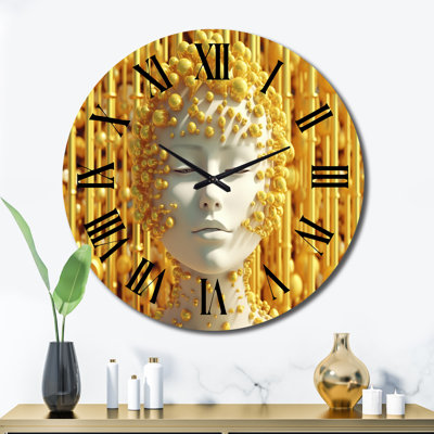 Minimalisme Golden Sculpture Sci-Fi Woman II - Horloge murale femme
