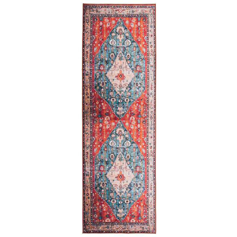 Sonia Oriental Beige/Blue Area Rug, Runner 2'6" x 18'
