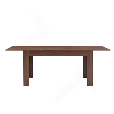 Extendable Rectangular Dining Table, Modern Expandable Kitchen Table With 2 Drop Leaves, Walnut Finish, Space-Saving Dinner Table For Small To Large Family, Dining Room & Living Room