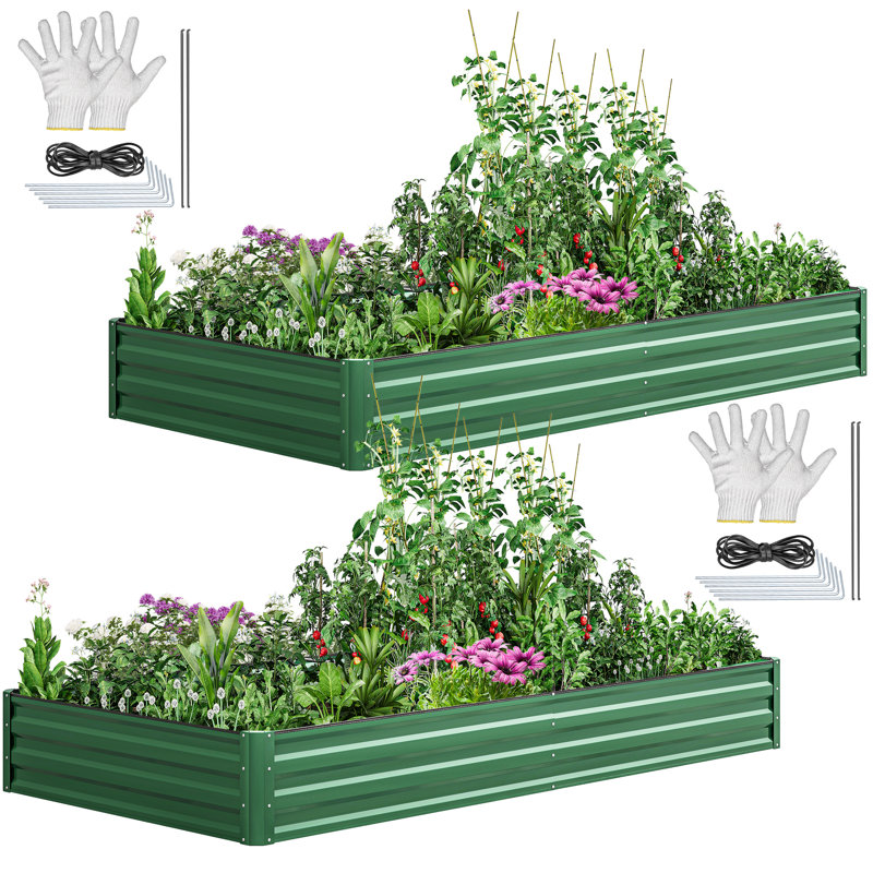  Lit de jardin surélevé en métal vert, H 12 po x l 96 po x P 48 po