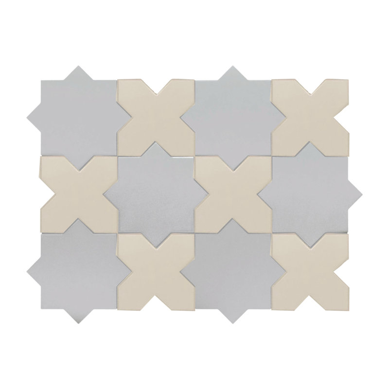 Porto Star+Cross 6.1 In. X 11.9 In. Porcelain Wall And Floor Tile (10.54 Sq. Ft. / Case), Gray Star/Taupe Cross