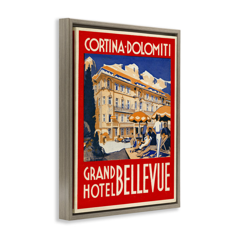 Cadre flottant rétro Grand Hotel Bellevue, design par Print Collection, H 21 po x l 17 po, Montalcino orme flottant encadré