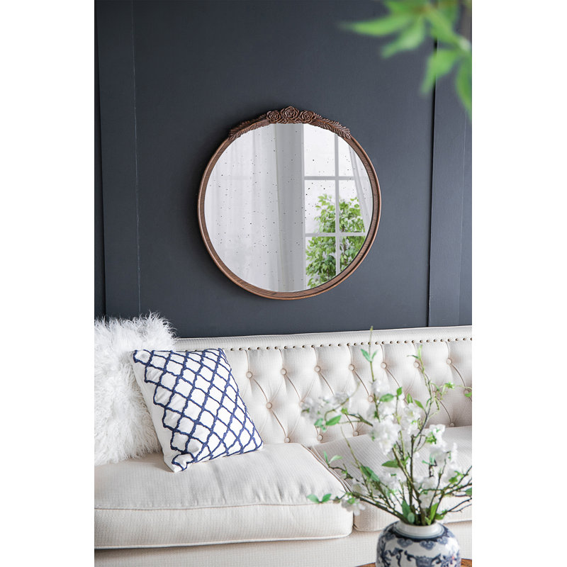 Cadre de miroir antique 30 po x 30 po, Brun
