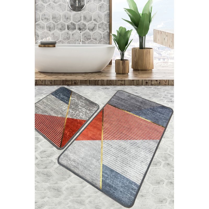 Ensemble de luxueux tapis de bain (2 pièces) | Polyester antidérapant de 23,6 po x 39,4 po et de 19,7 po x 23,6 po | 700 g / m², hauteur des poils de 0,4 po, impression numérique | Facile d'entretien, lavable à la machine, parfait pour le confort et 