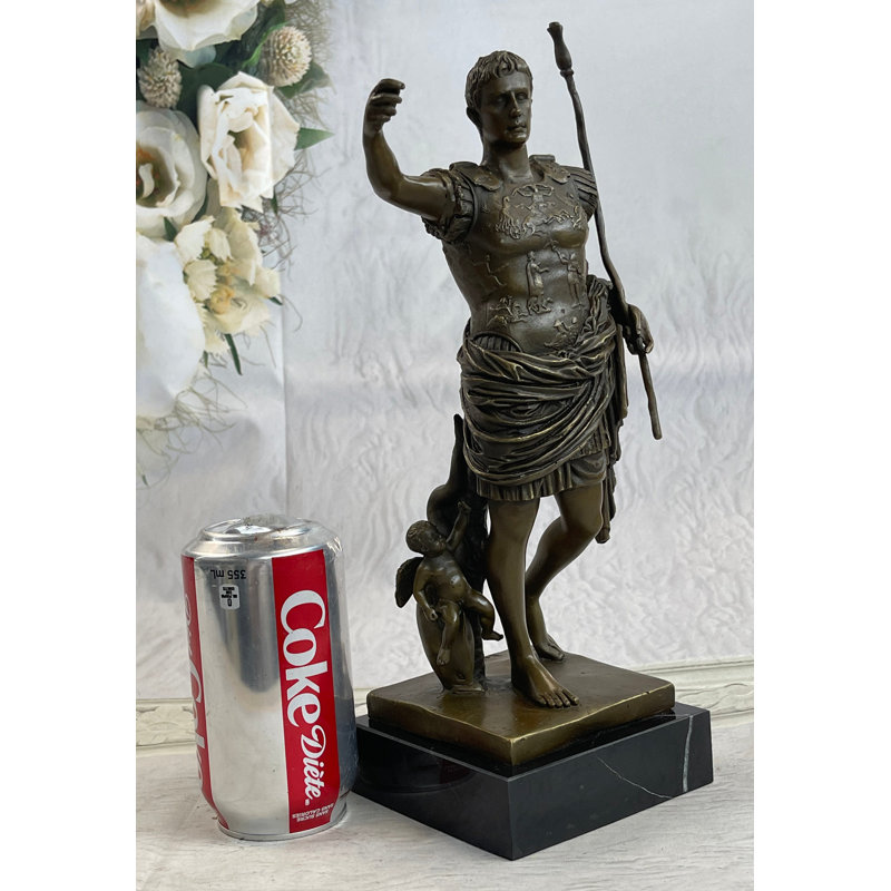 Statue de l'empereur Augustus César, statue de Guerrier en bronze, marbre