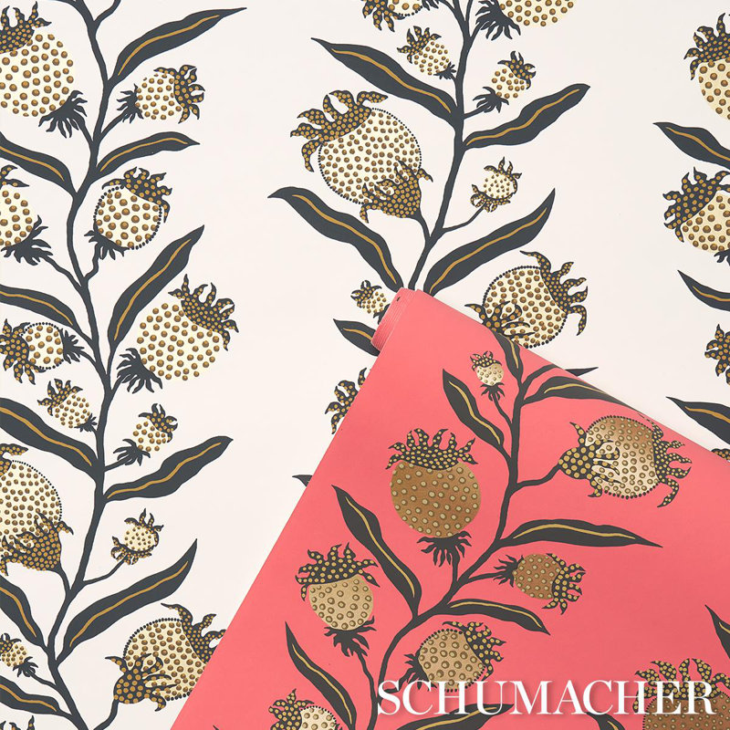 Papier peint Schumacher X Marian Mcevoy Thistle Vine, Rouge/doré