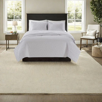 Premium Cotton Bedding Sets, Reversible Quilt In Contemporary White For Home