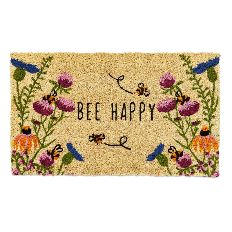 Tapis de bienvenue intérieur et extérieur rectangulaire 1 pi 6 po x 2 pi 6 po Bee Happy Wildflower