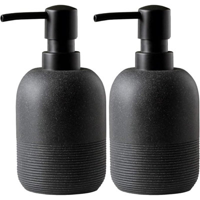 Ensembles de distributeur de savon noir mat avec pompe, distributeur de savon à main et de lotion pour comptoir de salle de bain, distributeur de savon Morden pour la cuisine - 10,6 oz.