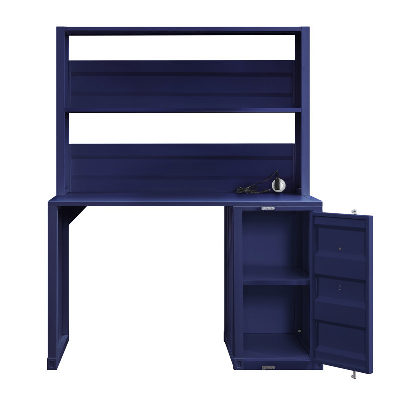 Iron Writing Desk, 59" H x 48" W x 24" D, White