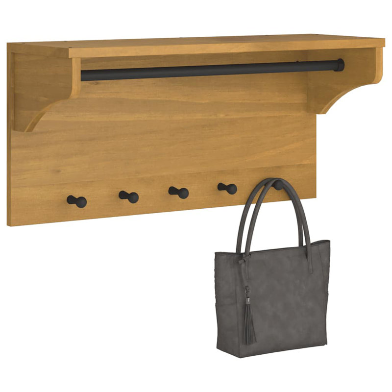 Solid Wood Wall Mounted Coat Rack, Natural
