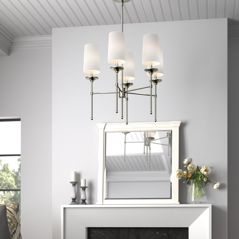 Hayse 5 - Light Dimmable Classic / Traditional Chandelier, Brushed Nickel