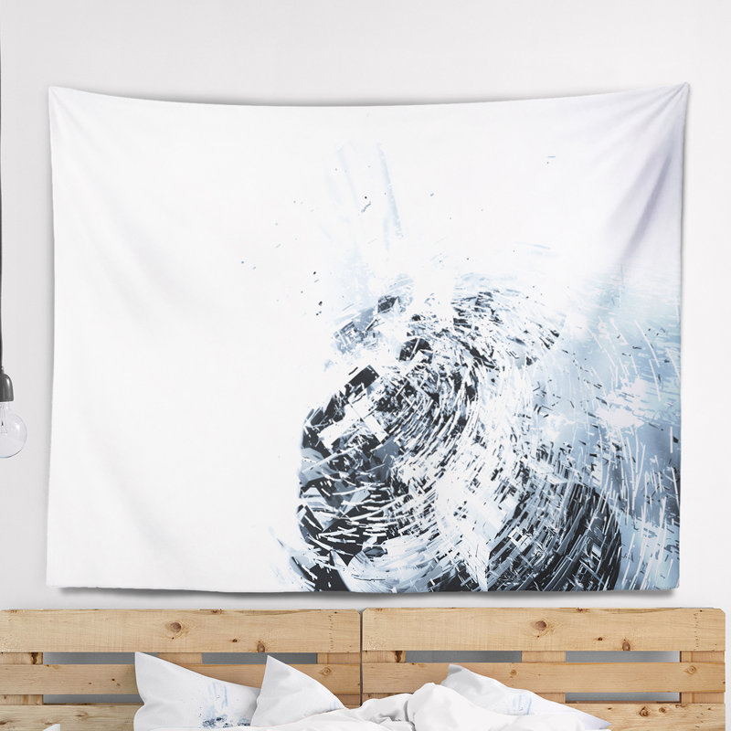 Tapisserie en cristal blanc avec art abstrait 3D, H 78 po x l 92 po