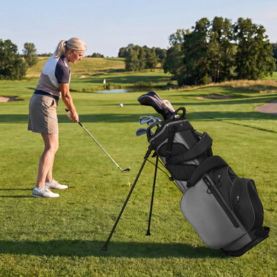 7-Way Golf Stand Bag with Portable Club Storage, Insulated Cooler Pocket, Rain Hood and Removable Backpack Straps