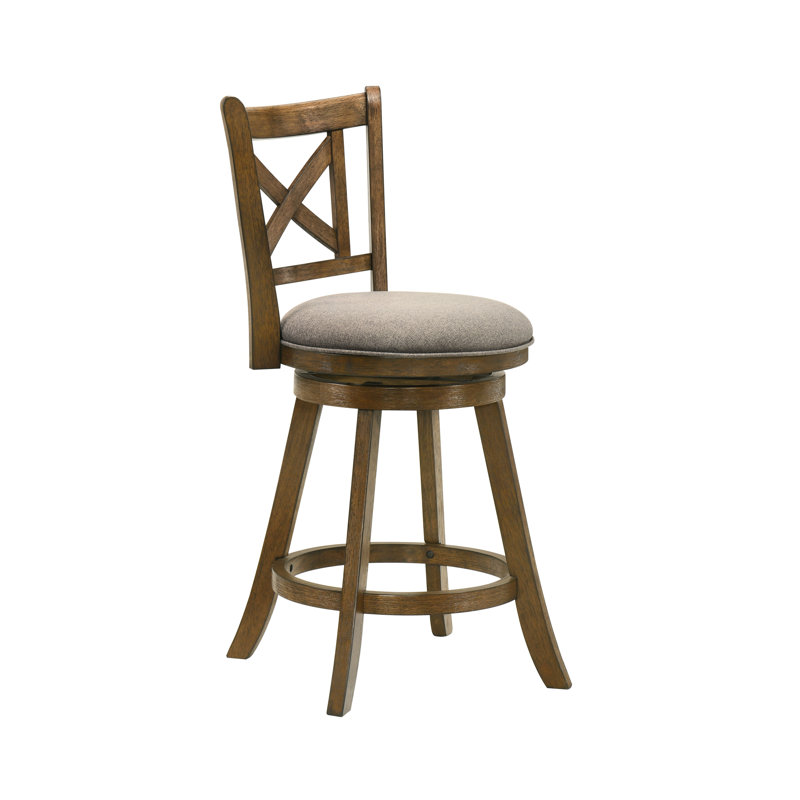 Tabouret de bar pivotant en bois Kodi, Gris, 1, Tabouret de comptoir (siège d'une hauteur de 24,7