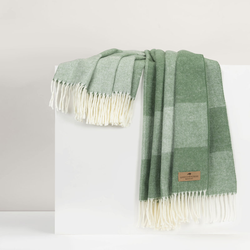 Hampton Plaid Herringbone Throw, Olive