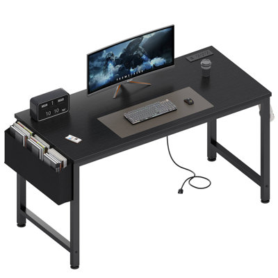 Writing Desk With Power Outlets Rectangle Computer Desk