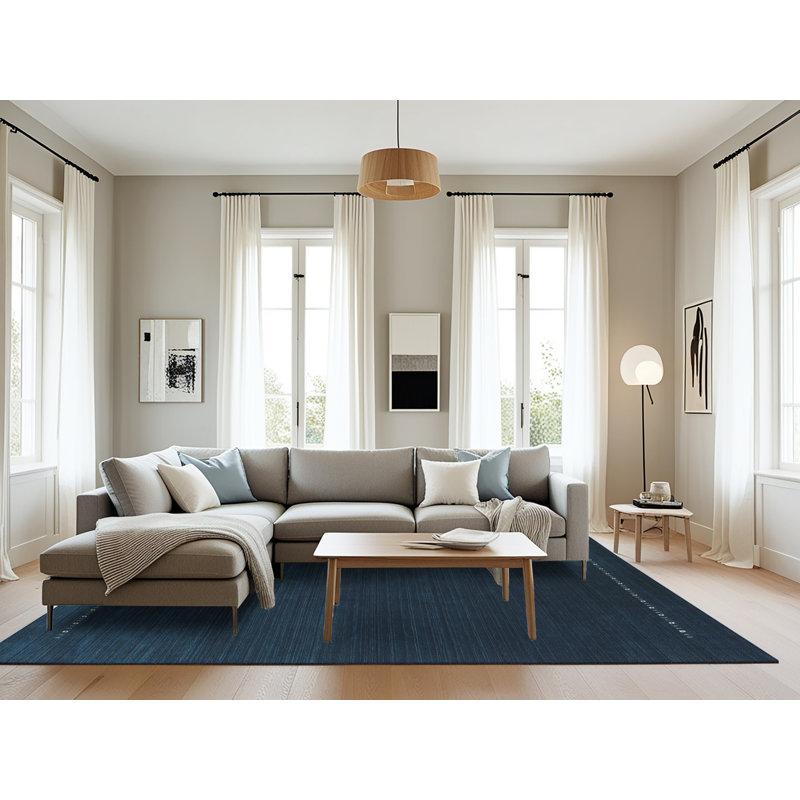 Tapis contemporain bleu, Rectangle 8 pi x 12 pi