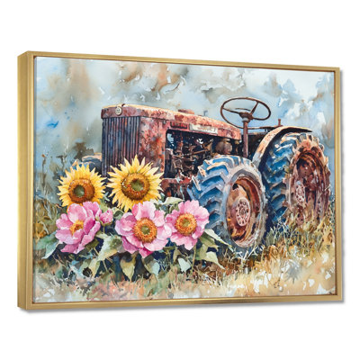 Doras tournesols par le vieux tracteur II - ferme, art mural