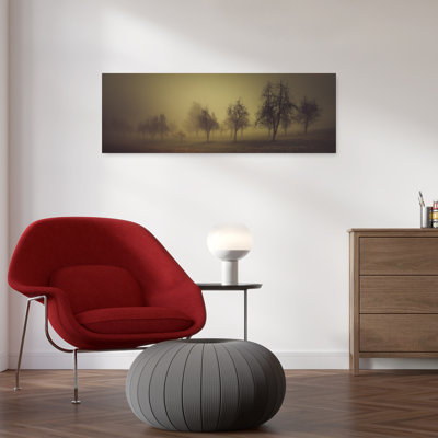 Misty Winter Trees Peaceful Abstract Contemporary Forest Landscape, art mural