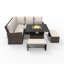 Ensemble de conversation en osier / rotin pour 7 personnes avec coussins Rochford-5635805-5635806