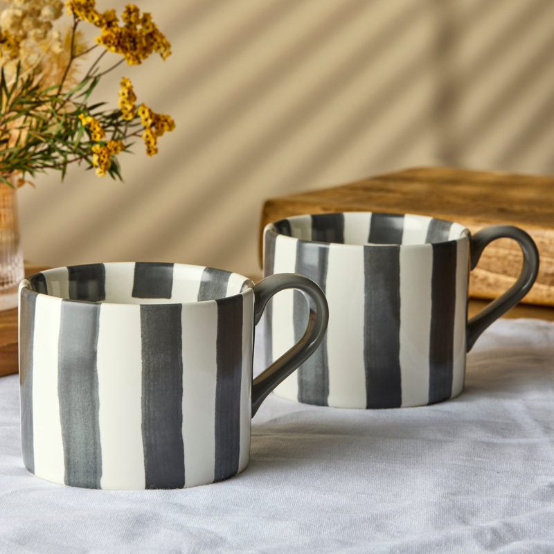 Stripes Stoneware Coffee Mug, Grey
