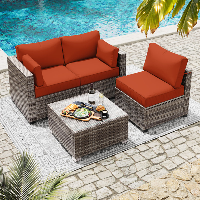 8 Pcs Outdoor Cushion Slipcovers All-Weather Patio Cushion Covers For Outdoor Furniture, Covers Only, Orange