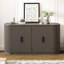 Armoire Ustyle à rayures verticales, poignées en métal, tablettes réglables pour bureau, vestibule, espace de rangement polyvalent, armoire brune avec solution polyvalente