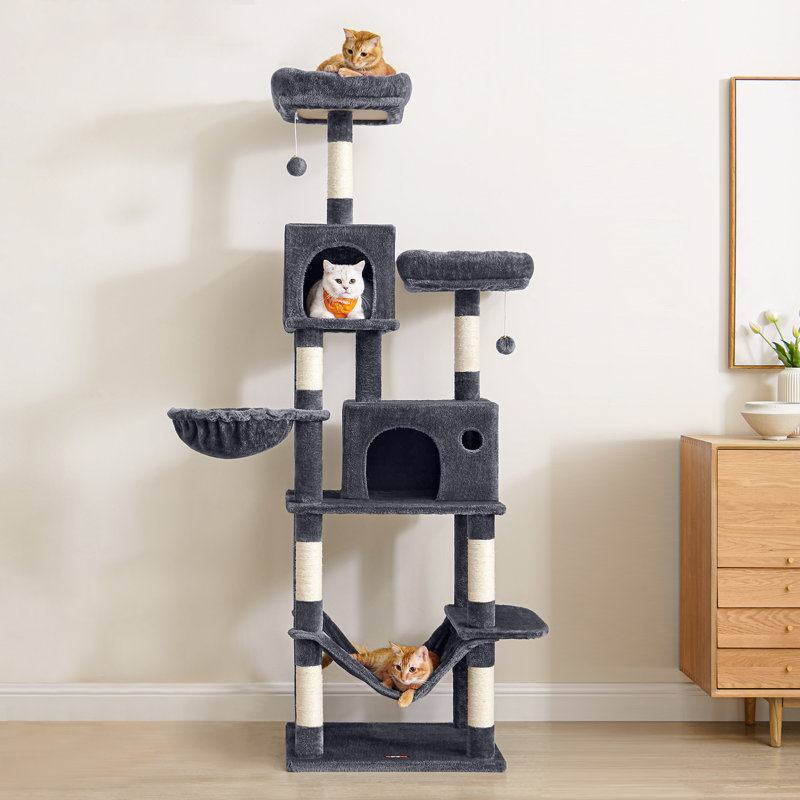 Timmins 78.3" Multi-Level Cat Tree with Cat Scratching Posts, Warm Cat Condo For Indoors, Smoky Gray