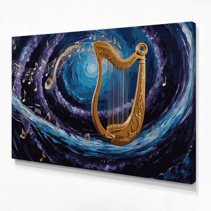«Music Lyre», art mural sur toile grise, H 20 po x l 30 po