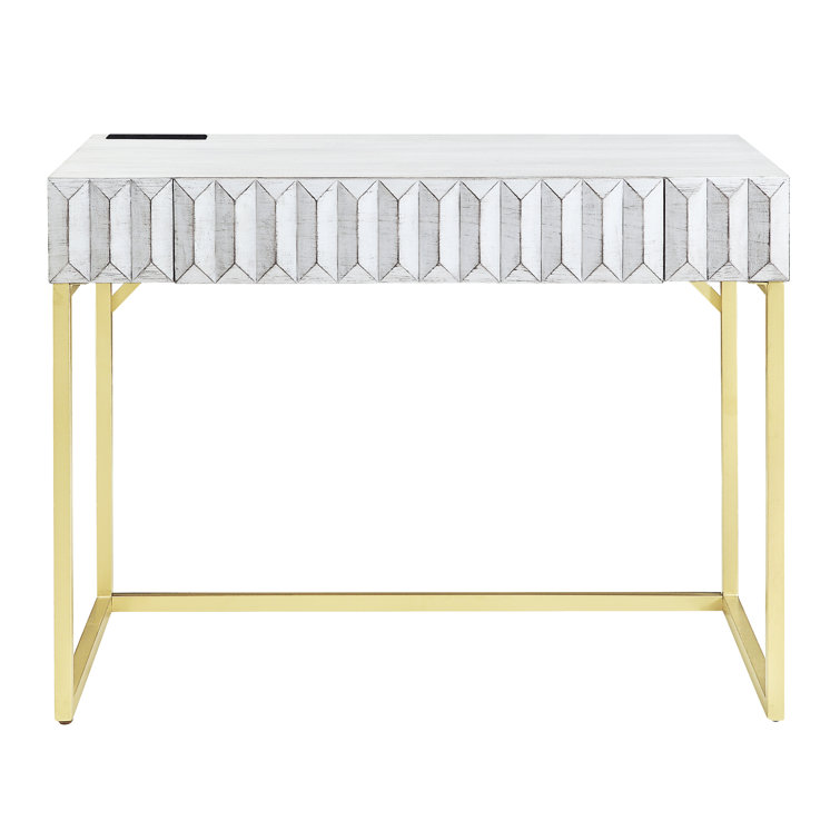Bellevue Metal Base Writing Desk with Power Outlet