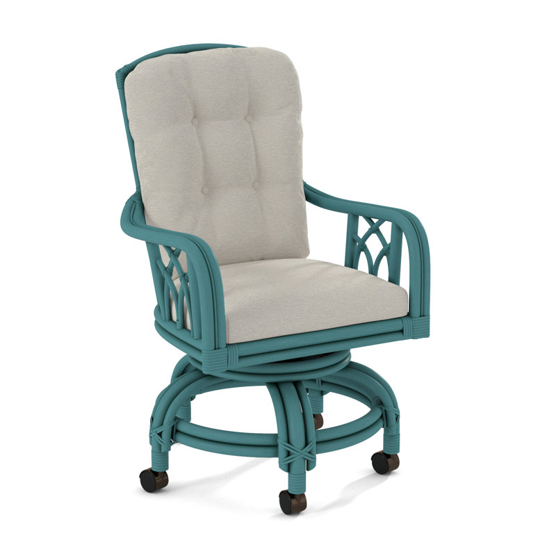 Edgewater Castered Arm Chair, Java, White Performance Fabric; 0851-94