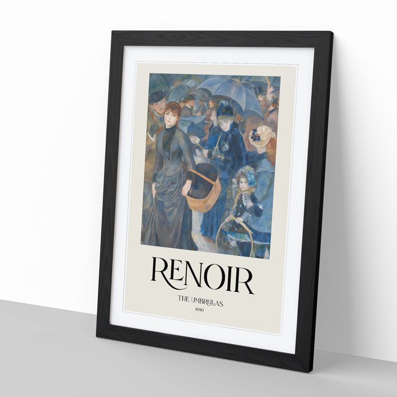 The Umbrellas by Pierre-Auguste Renoir - Picture Frame Painting, Black Framed, 65cm H x 48cm W x 2cm D