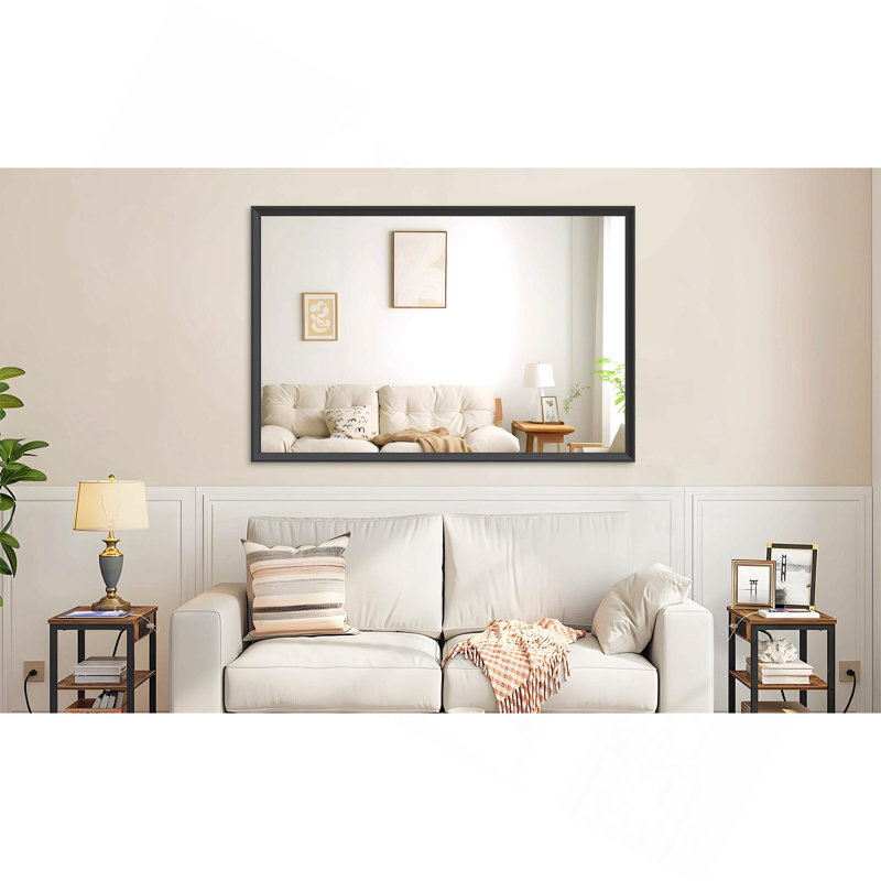 Miroir de salle de bain rectangulaire surdimensionné de 60 po x 40 po avec cadre noir et grands miroirs muraux décoratifs pour salle de bain Miroir mural vertical ou horizontal avec cadre en aluminium