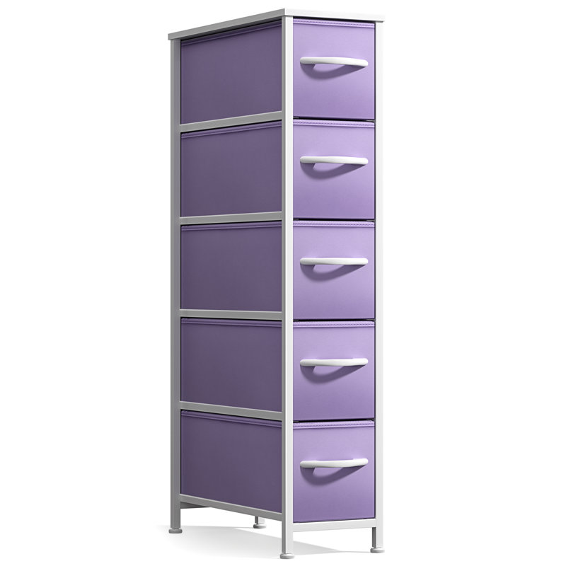 Commode étroite à 5 tiroirs Sorbus, Mauve