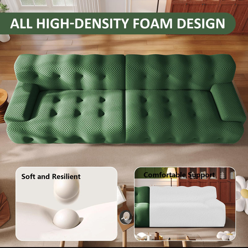 118" W 2-pieces Modular Sectional Sofa Upholstered Sofa For Living Room, Green