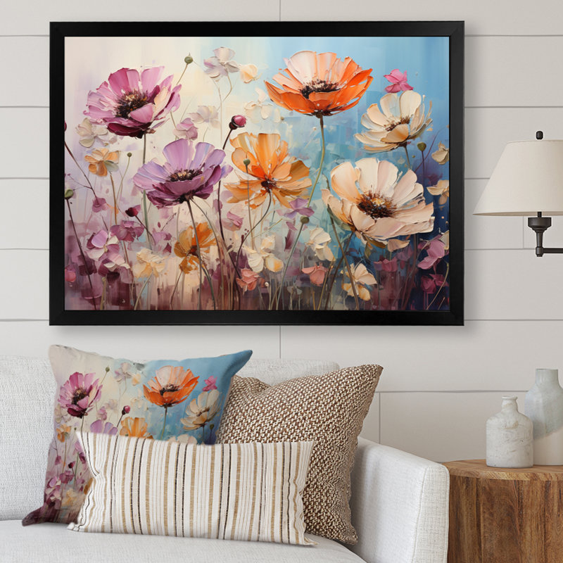 «Meadow Impressionistic Blooms» sur toile, H 30 po x l 40 po x P 1,5 po, Cadre photo noir