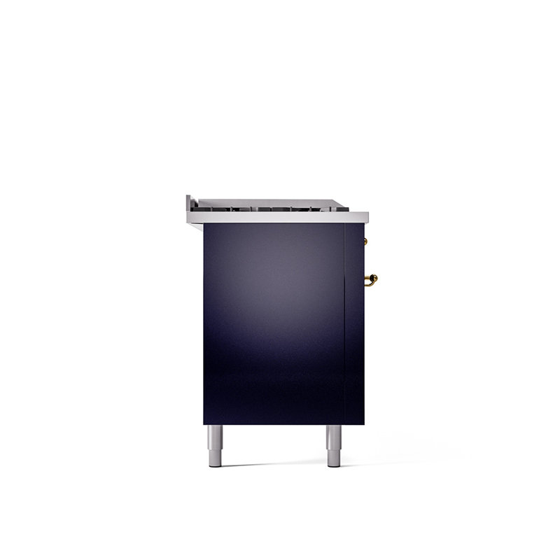 ILVE Nostalgie II 60 in Dual Fuel Range, 7 Burner, Griddle, Frenchtop, Natural Gas, Blue/Brass