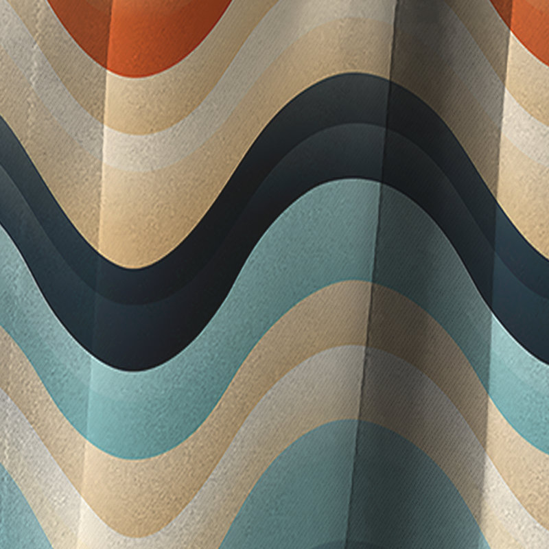 Chevron beige et bleu côtier Serenity I - Rideau à chevrons - Rideau occultant - 1 panneaux, L 52 po x L 95 po