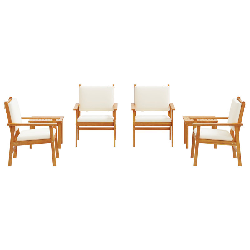 Ensemble de canapé de jardin vidaXL 6 pièces en bois d'acacia massif brun, Blanc, crème