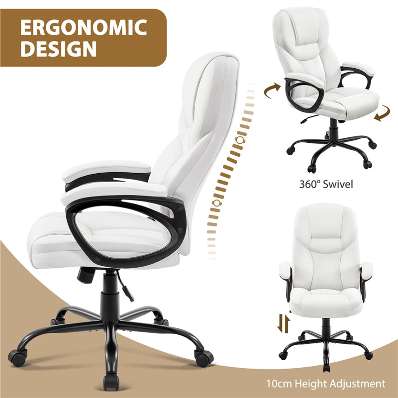 Faux Leather Executive Chair , White