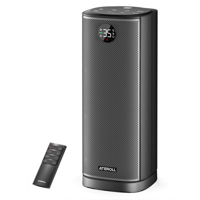 1500W 16" Tower PTC Space Heater, 75° Oscillating, Remote, 12H Timer