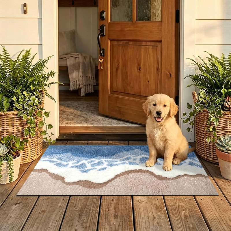  Tapis d'entrée antidérapant pour l'extérieur, 20 po x 32 po, sable ondulé, plush wave sand, 20 po x 32 po