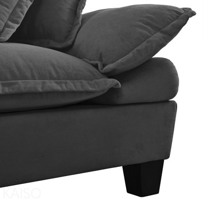 Modular Sectional Sofa, L-Shape Cloud Couch With Sailboat Design, 1 Movable Ottomans & 2 Soft Pillows Included, Comfy Chenille For Apartment Living Room,Grey