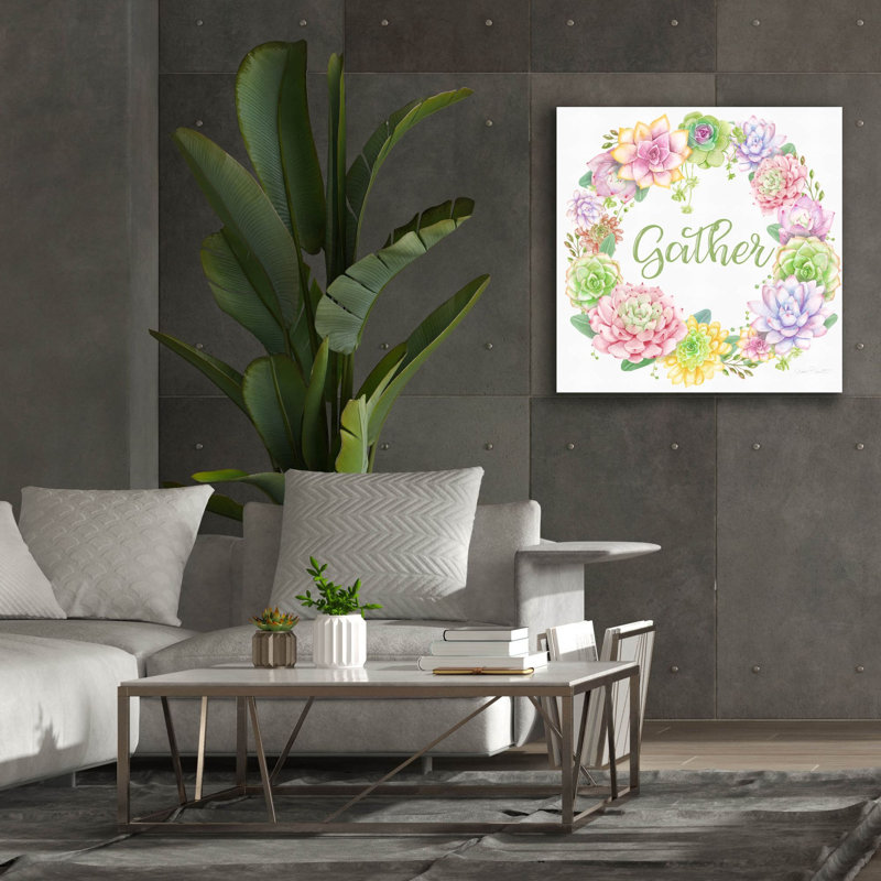 «Succulent Wreath A» par Jean Plout, art mural sur toile, H 37 po x l 37 po x P 1,5 po