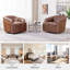 Fauteuil demi-tonneau pivotant en cuir véritable-784534201